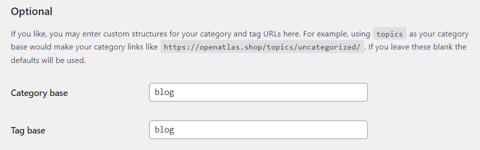 custom category tag url