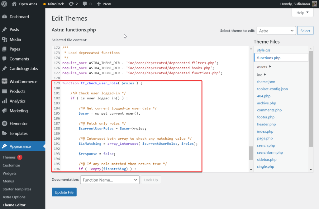 editing theme wordpress dashboard