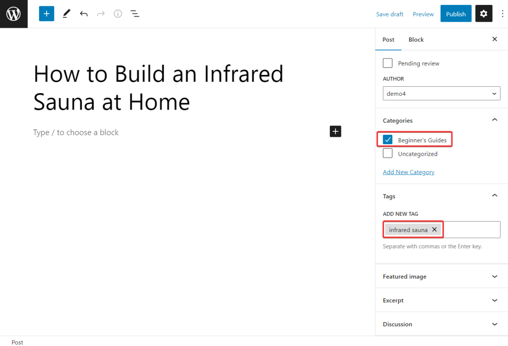 wordpress categories tags