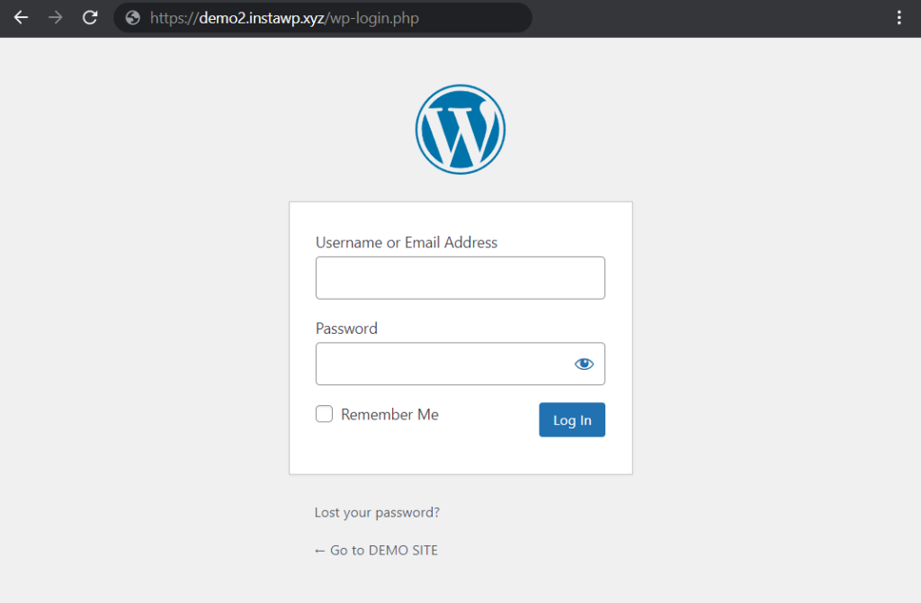 wordpress login page