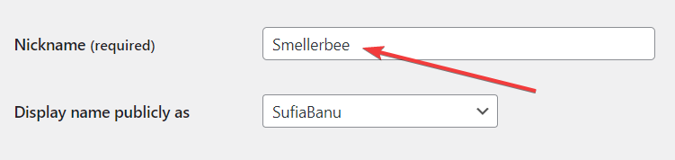 wordpress user nickname