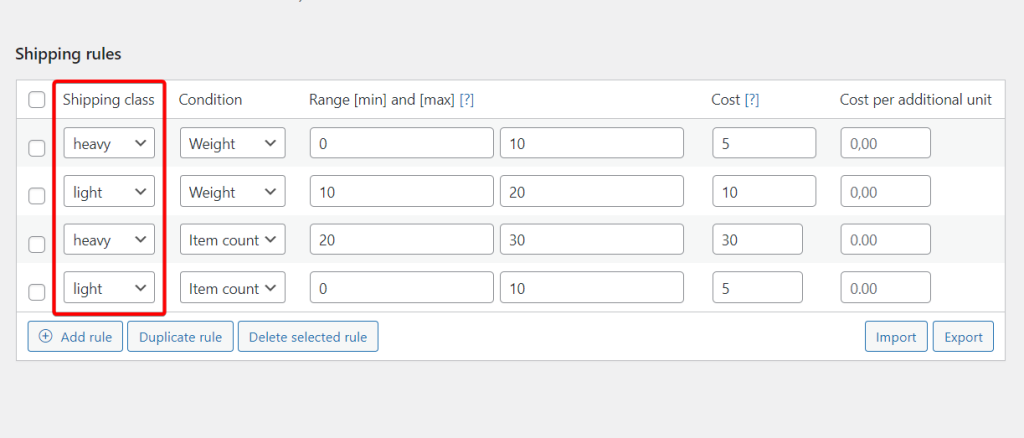 Flexible Shipment Calculation Options