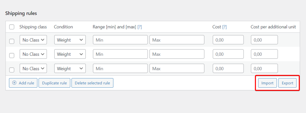 Import-Export Shipping Rules