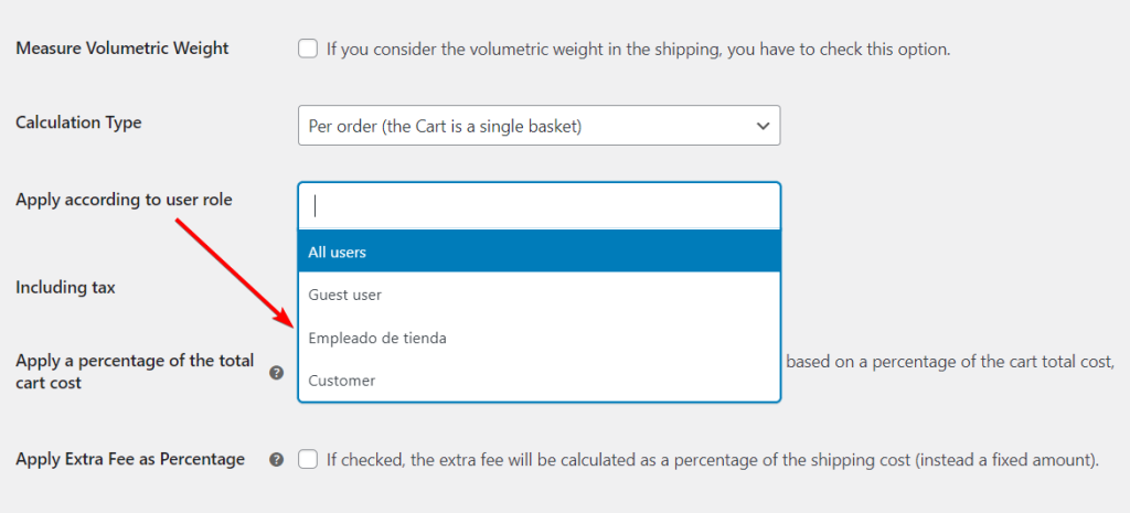 Role-Based Shipping Rates