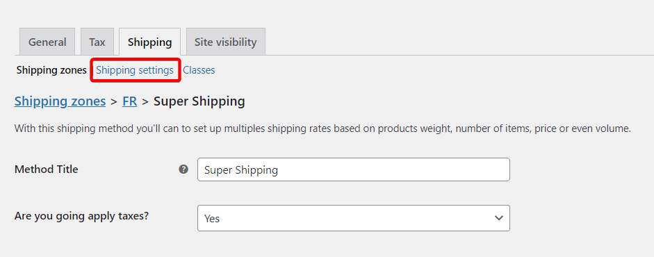 super shipping for woocommerce shipping settings