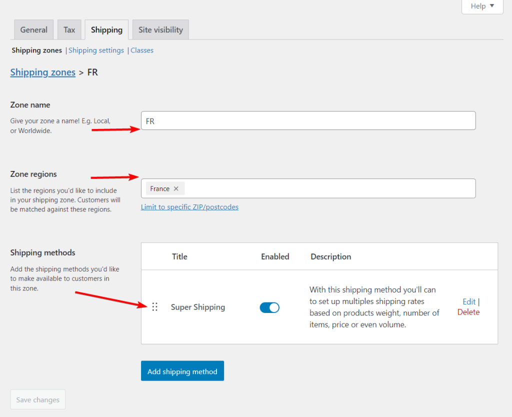 super shipping for woocommerce shipping zones