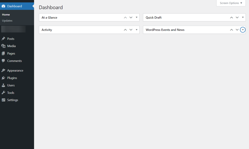 wordpress website dashboard