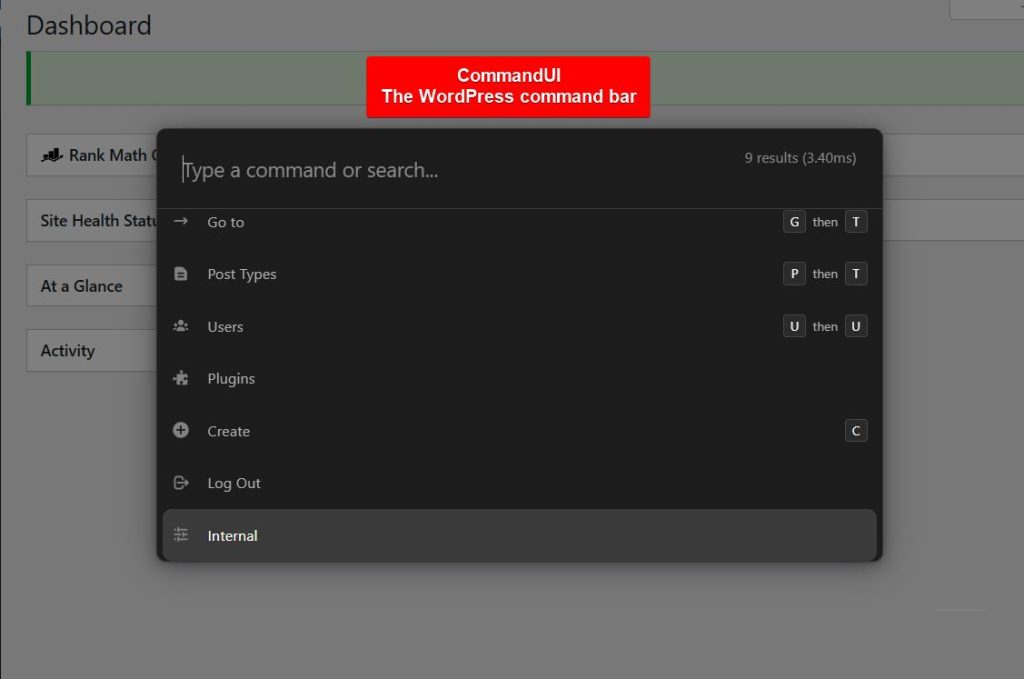 commandui plugin wordpress command bar