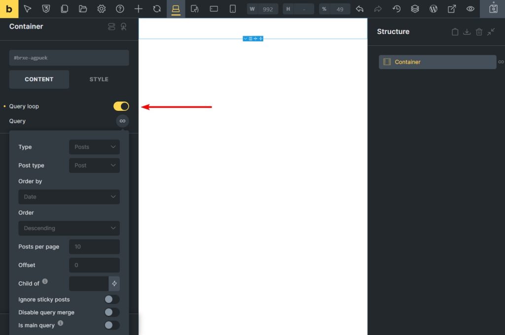 bricks builder query loop