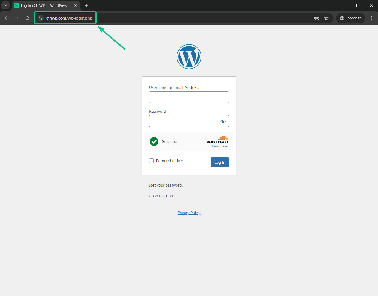 default wordpress login url