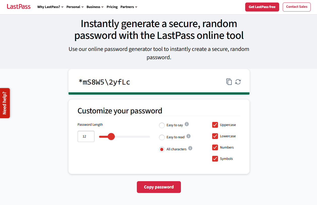 lastpass generate password