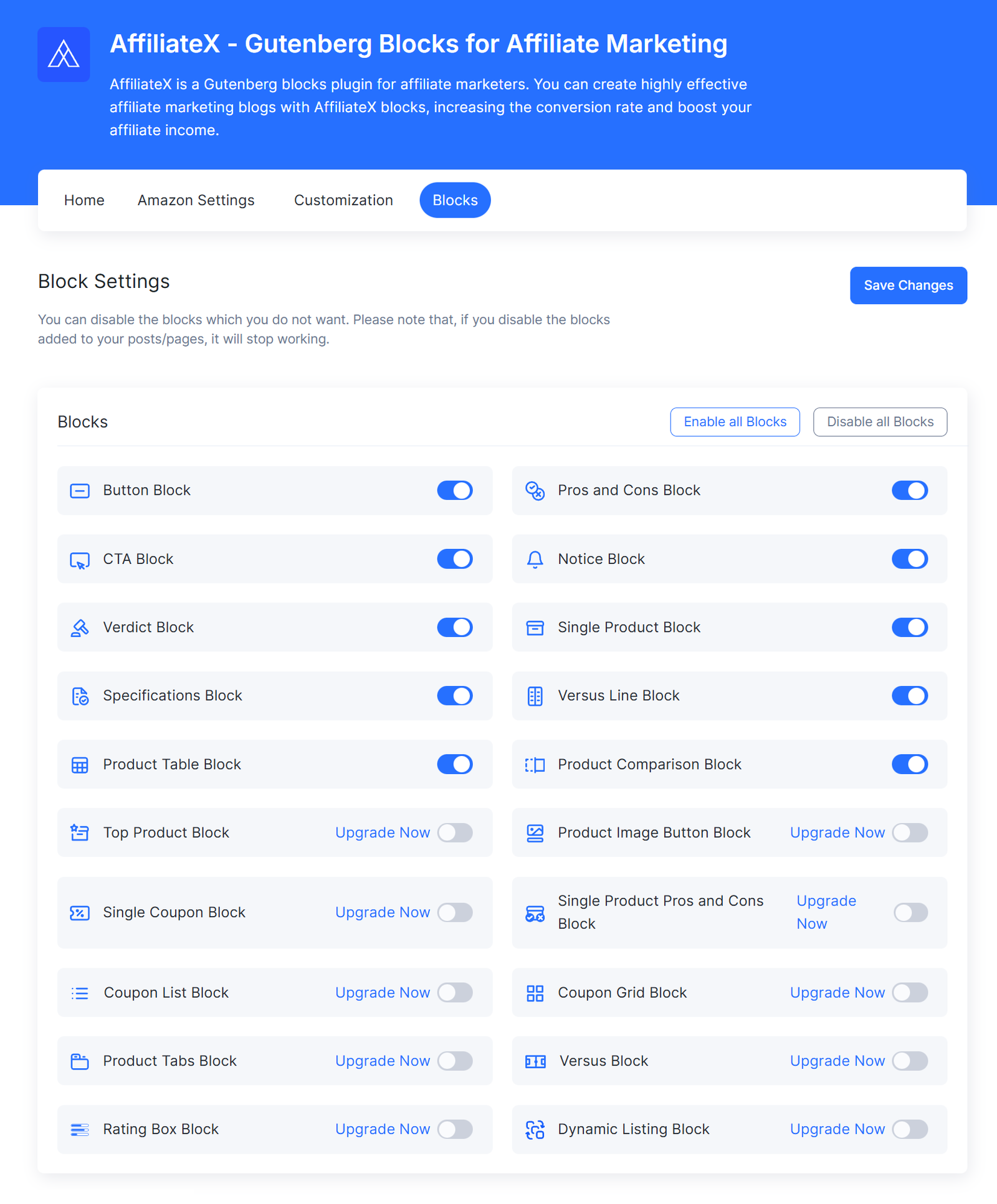 affiliatex plugin dashboard view